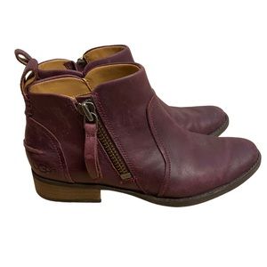 Purple leather UGG zip up boots